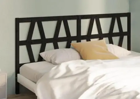 Tăblie de pat, negru, 186x4x100 cm, lemn masiv de pin - 1/5