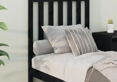 Tăblie de pat, negru, 81x6x101 cm, lemn masiv de - 4/5