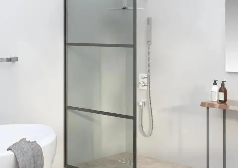 Paravan duș walk-in negru 100x195 cm sticlă ESG culoare închisă - 1/5
