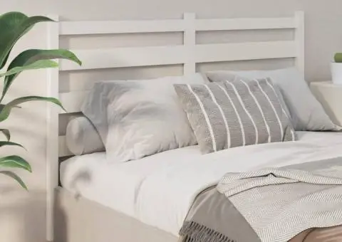 Tăblie de pat, alb, 166x4x100 cm, lemn masiv de pin - 1/5