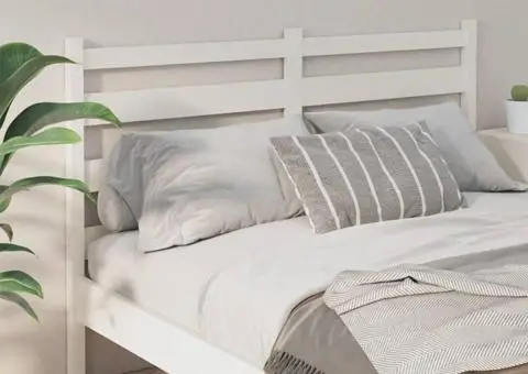 Tăblie de pat, alb, 166x4x100 cm, lemn masiv de pin - 3/5