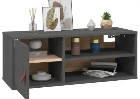 Dulap de perete, gri, 80x30x30 cm, lemn masiv de pin - 5/5