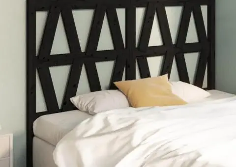 Tăblie de pat, negru, 146x4x100 cm, lemn masiv de pin - 4/5