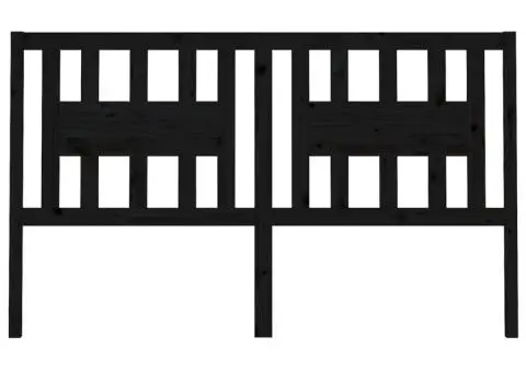 Tăblie de pat, negru, 126x4x100 cm, lemn masiv de pin - 3/5
