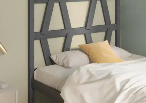 Tăblie de pat, gri, 81x4x100 cm, lemn masiv de pin - 1/5