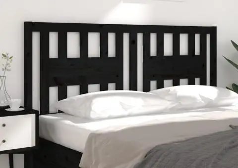 Tăblie de pat, negru, 156x4x100 cm, lemn masiv de pin - 4/5