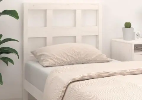 Tăblie de pat, alb, 95,5x4x100 cm, lemn masiv de pin - 3/5