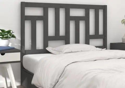 Tăblie de pat, gri, 125,5x4x100 cm, lemn masiv de pin - 1/5