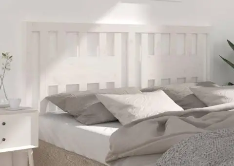 Tăblie de pat, alb, 206x4x100 cm, lemn masiv de pin - 1/5