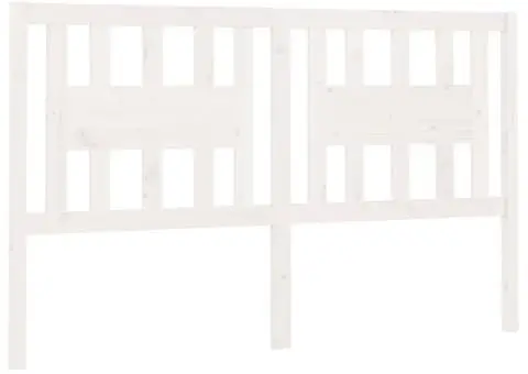 Tăblie de pat, alb, 206x4x100 cm, lemn masiv de pin - 2/5