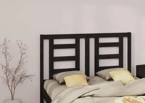 Tăblie de pat, negru, 141x4x100 cm, lemn masiv de pin - 1/5