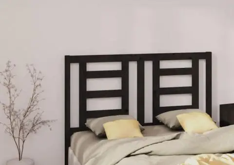 Tăblie de pat, negru, 141x4x100 cm, lemn masiv de pin - 4/5