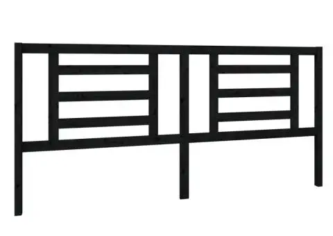 Tăblie de pat, negru, 206x4x100 cm, lemn masiv de pin - 2/5