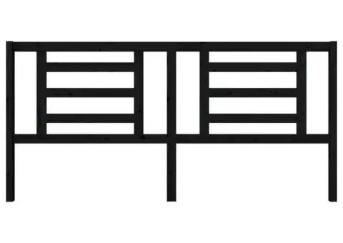 Tăblie de pat, negru, 206x4x100 cm, lemn masiv de pin - 3/5