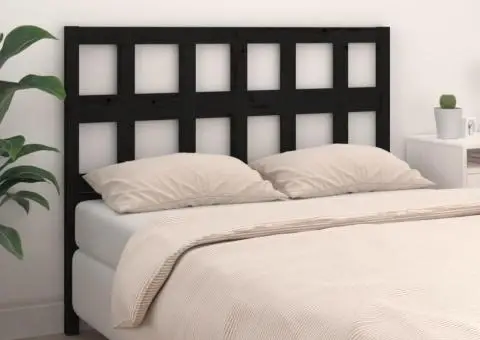 Tăblie de pat, negru, 165,5x4x100 cm, lemn masiv de pin - 1/5