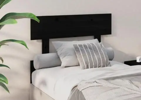 Tăblie de pat, negru, 78,5x3x81 cm, lemn masiv de pin - 4/5