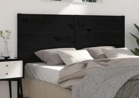 Tăblie de pat, negru, 126x4x100 cm, lemn masiv de pin - 1/5