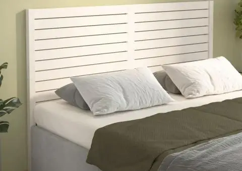 Tăblie de pat, alb, 146x4x100 cm, lemn masiv de pin - 4/5