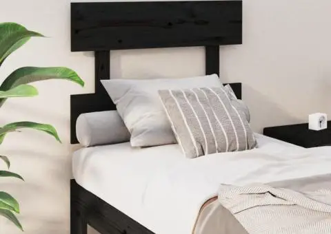 Tăblie de pat, negru, 93,5x3x81 cm, lemn masiv de pin - 1/5