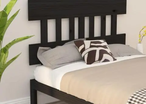 Tăblie de pat, negru, 143,5x3x81 cm, lemn masiv de pin - 1/5