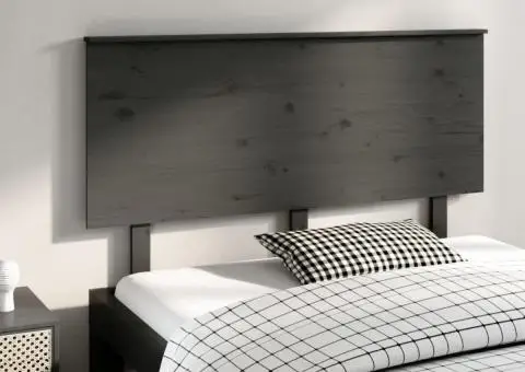 Tăblie de pat, gri, 144x6x82,5 cm, lemn masiv de pin - 1/5