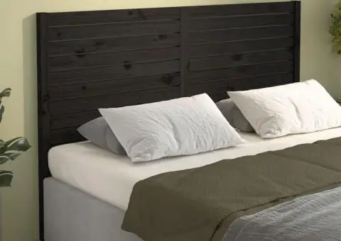 Tăblie de pat, negru, 126x4x100 cm, lemn masiv de pin - 4/5