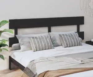vidaXL Tăblie de pat, negru, 204x3x81 cm, lemn masiv de pin