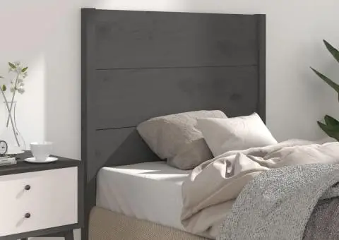 Tăblie de pat, gri, 96x4x100 cm, lemn masiv de pin - 1/5