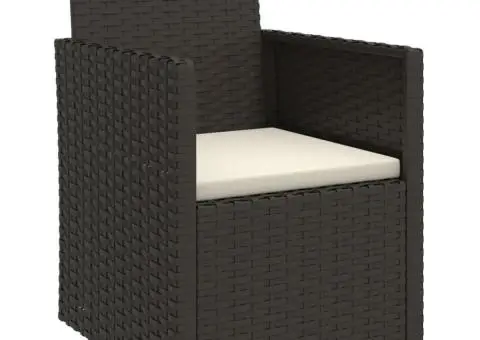 Set mobilier de exterior cu perne, 4 piese, negru, poliratan - 3/5