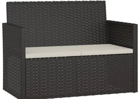 Set mobilier de exterior cu perne, 4 piese, negru, poliratan - 4/5