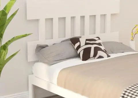 Tăblie de pat, alb, 123,5x3x81 cm, lemn masiv de pin - 1/5