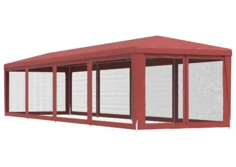 Cort de petrecere cu 10 pereți din plasă, roșu, 3x12 m, HDPE - 5/5