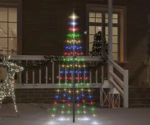 vidaXL Brad de Crăciun pe catarg, 108 LED-uri, multicolor, 180 cm