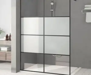 vidaXL Perete cabină duș walk-in negru 140x195 cm sticlă ESG semi-mată