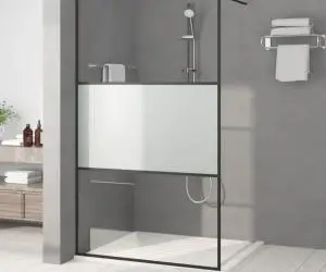 vidaXL Perete cabină duș walk-in negru 115x195 cm sticlă ESG semi-mată
