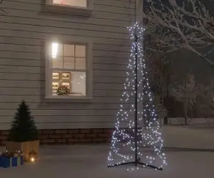 vidaXL Brad de Crăciun conic, 200 LED-uri, alb rece, 70x180 cm