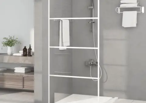 Paravan duș walk-in, alb, 90x195 cm, sticlă ESG transparentă - 1/5