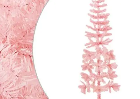 Jumătate brad de Crăciun subțire cu suport, roz, 180 cm - 3/5