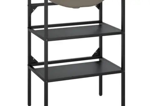 Cadru lavoar baie cu chiuvetă încorporată, negru, fier - 2/5