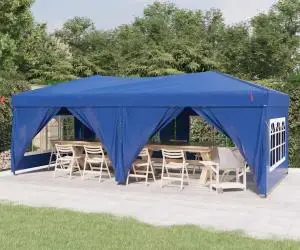 vidaXL Cort pliabil pentru petrecere, pereți laterali, albastru, 3x6 m