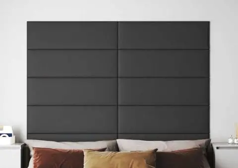 Panouri de perete 12 buc. gri 90x30 cm piele ecologică 3,24 m² - 1/5