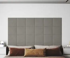 vidaXL Panouri de perete 12 buc. gri deschis 30x30 cm catifea 1,08 m²