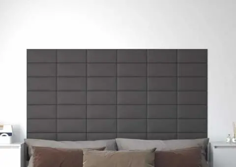 Panouri de perete 12 buc. gri, 30x15 cm piele ecologică 0,54 m² - 1/5