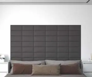 vidaXL Panouri de perete 12 buc. gri, 30x15 cm piele ecologică 0,54 m²