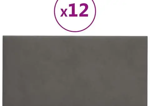 Panouri de perete 12 buc. gri deschis 60x30 cm catifea 2,16 m² - 2/5