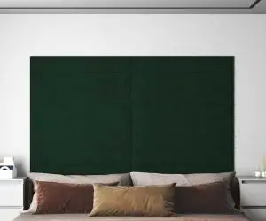 vidaXL Panouri de perete 12 buc. verde închis 90x15 cm catifea 1,62 m²