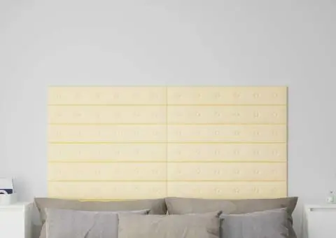 Panouri de perete 12 buc. crem 90x15 cm piele ecologică 1,62 m² - 1/5