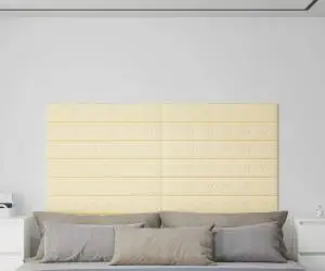 vidaXL Panouri de perete 12 buc. crem 90x15 cm piele ecologică 1,62 m²
