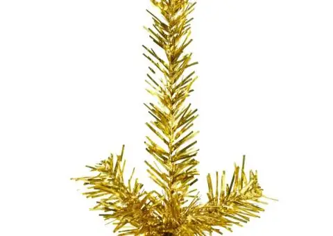 Jumătate brad de Crăciun subțire cu suport, auriu, 150 cm - 5/5