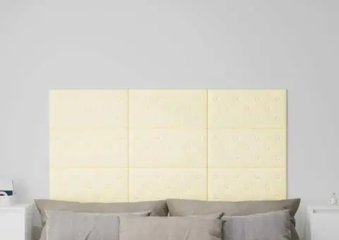 Panouri de perete 12 buc. crem 60x30 cm piele ecologică 2,16 m² - 1/5